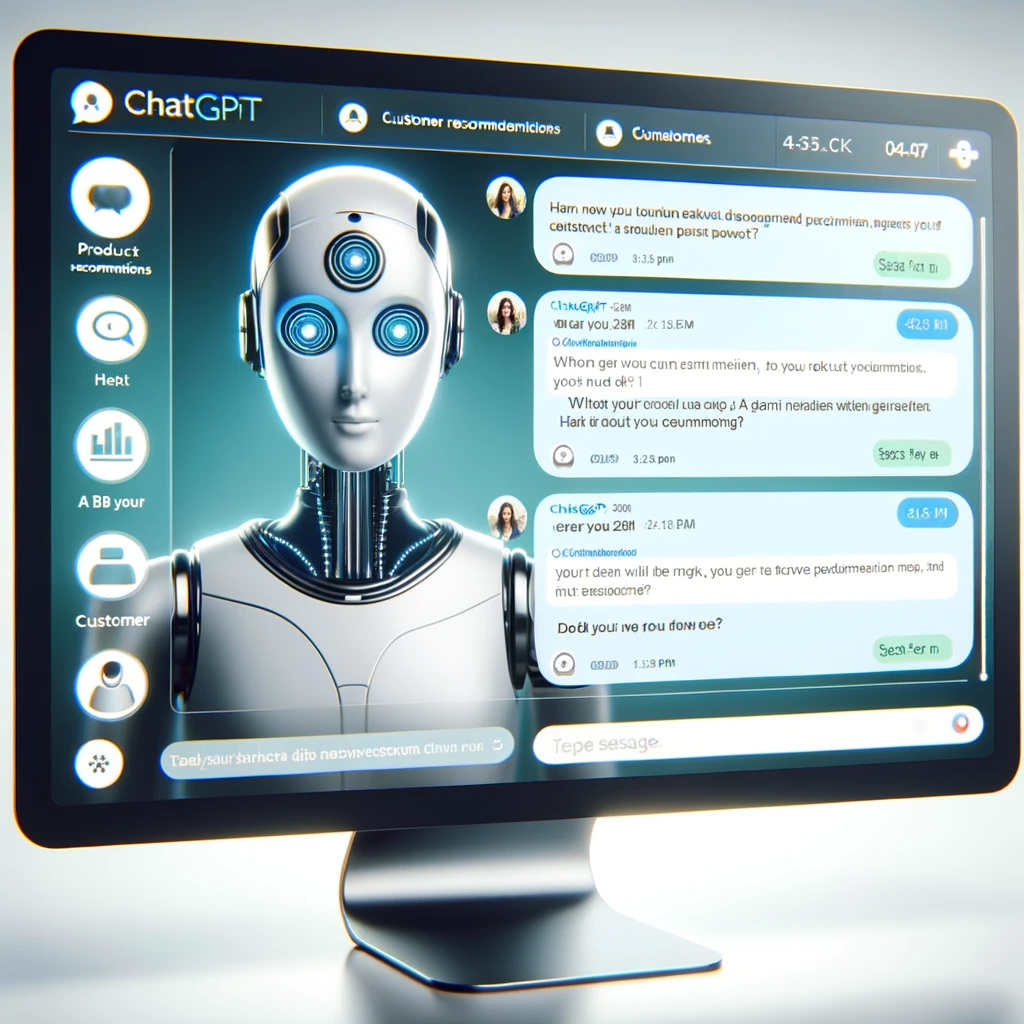 ecran pc sur lequel apparait un robot conversationnel type chatgpt