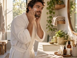 homme se fait un soin du visage